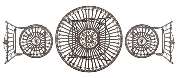 Safavieh BELEN Bistro Set - Elegant Outdoor Table and Two Chairs with Victorian Ironwork Design for Patios Unearthed Rust / - PAT5020B