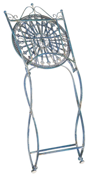 Safavieh BELEN Bistro Set - Elegant Outdoor Table and Two Chairs with Victorian Ironwork Design for Patios Mossy Blue / - PAT5020C