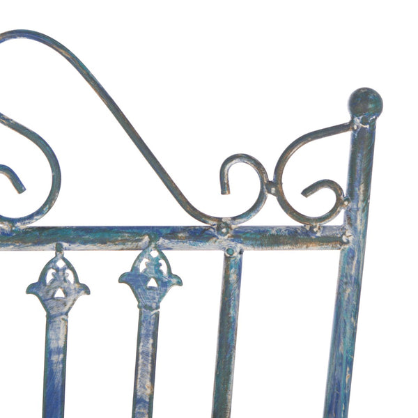 Safavieh BELEN Bistro Set - Elegant Outdoor Table and Two Chairs with Victorian Ironwork Design for Patios Mossy Blue / - PAT5020C
