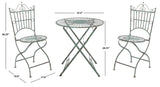 Safavieh Belen Bistro Set, One Table And Two Chairs XII23 Antique Green Iron PAT5020D