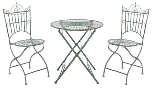 Safavieh Belen Bistro Set, One Table And Two Chairs XII23 Antique Green Iron PAT5020D