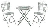 Safavieh Belen Bistro Set, One Table And Two Chairs XII23 Antique Green Iron PAT5020D