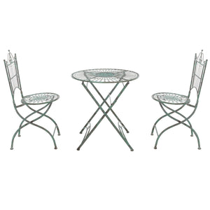 Safavieh Belen Bistro Set, One Table And Two Chairs XII23 Antique Green Iron PAT5020D