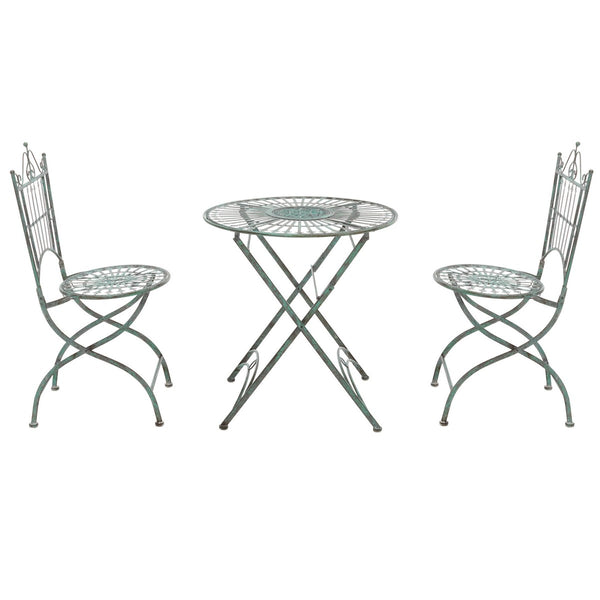 Safavieh Belen Bistro Set, One Table And Two Chairs XII23 Antique Green Iron PAT5020D