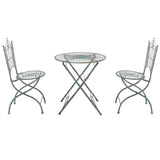 Safavieh Belen Bistro Set, One Table And Two Chairs XII23 Antique Green Iron PAT5020D