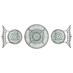 Safavieh Belen Bistro Set, One Table And Two Chairs XII23 Antique Green Iron PAT5020D