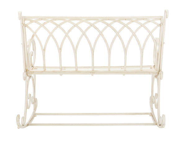 Safavieh RESSI Rock Bench - Elegantly Crafted Wrought Iron Seating for Timeless Outdoor Charm & Comfort Pearl White / - PAT5021A