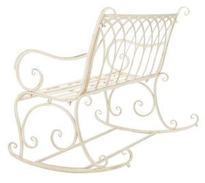 Safavieh RESSI Rock Bench - Elegantly Crafted Wrought Iron Seating for Timeless Outdoor Charm & Comfort Pearl White / - PAT5021A