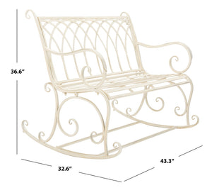 Safavieh RESSI Rock Bench - Elegantly Crafted Wrought Iron Seating for Timeless Outdoor Charm & Comfort Pearl White / - PAT5021A