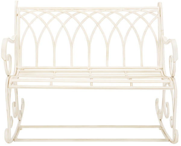 Safavieh RESSI Rock Bench - Elegantly Crafted Wrought Iron Seating for Timeless Outdoor Charm & Comfort Pearl White / - PAT5021A