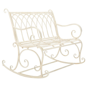 Safavieh RESSI Rock Bench - Elegantly Crafted Wrought Iron Seating for Timeless Outdoor Charm & Comfort Pearl White / - PAT5021A