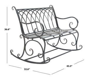 Safavieh RESSI Rock Bench - Elegantly Crafted Wrought Iron Seating for Timeless Outdoor Charm & Comfort Black Rust / - PAT5021B