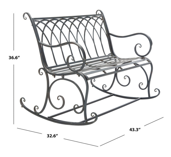 Safavieh RESSI Rock Bench - Elegantly Crafted Wrought Iron Seating for Timeless Outdoor Charm & Comfort Black Rust / - PAT5021B