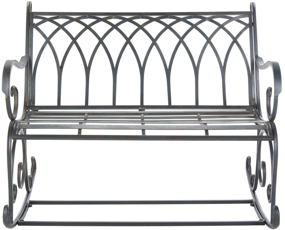 Safavieh RESSI Rock Bench - Elegantly Crafted Wrought Iron Seating for Timeless Outdoor Charm & Comfort Black Rust / - PAT5021B