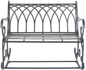 Safavieh RESSI Rock Bench - Elegantly Crafted Wrought Iron Seating for Timeless Outdoor Charm & Comfort Black Rust / - PAT5021B