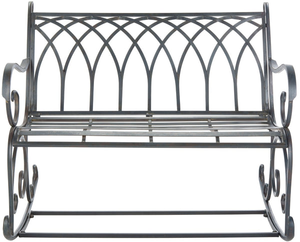 Safavieh RESSI Rock Bench - Elegantly Crafted Wrought Iron Seating for Timeless Outdoor Charm & Comfort Black Rust / - PAT5021B