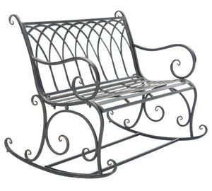 Safavieh RESSI Rock Bench - Elegantly Crafted Wrought Iron Seating for Timeless Outdoor Charm & Comfort Black Rust / - PAT5021B