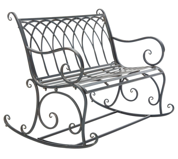 Safavieh RESSI Rock Bench - Elegantly Crafted Wrought Iron Seating for Timeless Outdoor Charm & Comfort Black Rust / - PAT5021B