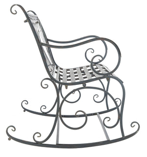 Safavieh RESSI Rock Bench - Elegantly Crafted Wrought Iron Seating for Timeless Outdoor Charm & Comfort Black Rust / - PAT5021B