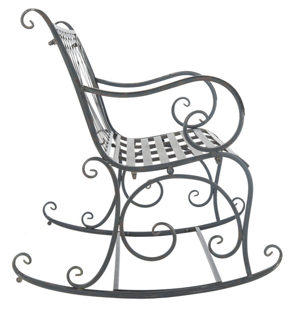 Safavieh RESSI Rock Bench - Elegantly Crafted Wrought Iron Seating for Timeless Outdoor Charm & Comfort Black Rust / - PAT5021B