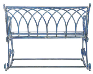 Safavieh RESSI Rock Bench - Elegantly Crafted Wrought Iron Seating for Timeless Outdoor Charm & Comfort Mossy Blue / - PAT5021C