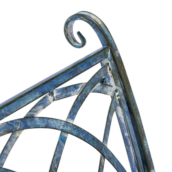 Safavieh RESSI Rock Bench - Elegantly Crafted Wrought Iron Seating for Timeless Outdoor Charm & Comfort Mossy Blue / - PAT5021C