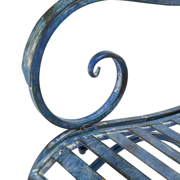 Safavieh RESSI Rock Bench - Elegantly Crafted Wrought Iron Seating for Timeless Outdoor Charm & Comfort Mossy Blue / - PAT5021C