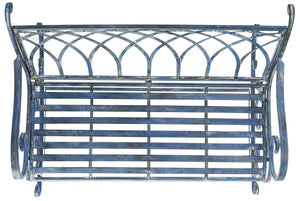 Safavieh RESSI Rock Bench - Elegantly Crafted Wrought Iron Seating for Timeless Outdoor Charm & Comfort Mossy Blue / - PAT5021C