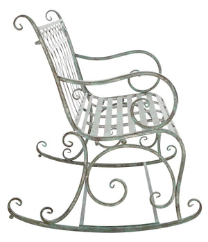 Safavieh RESSI Rock Bench - Elegantly Crafted Wrought Iron Seating for Timeless Outdoor Charm & Comfort Antique Dark Green / - PAT5021D