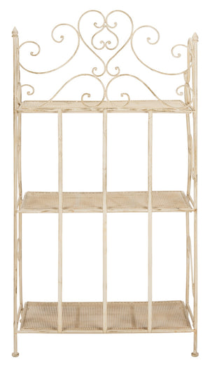 Safavieh TORUS 3-TIER SHELF - Elegant Iron Display Stand with Scrollwork for Plants and Outdoor Decor Storage Pearl White / - PAT5022A