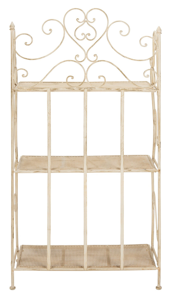 Safavieh TORUS 3-TIER SHELF - Elegant Iron Display Stand with Scrollwork for Plants and Outdoor Decor Storage Pearl White / - PAT5022A