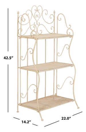 Safavieh TORUS 3-TIER SHELF - Elegant Iron Display Stand with Scrollwork for Plants and Outdoor Decor Storage Pearl White / - PAT5022A
