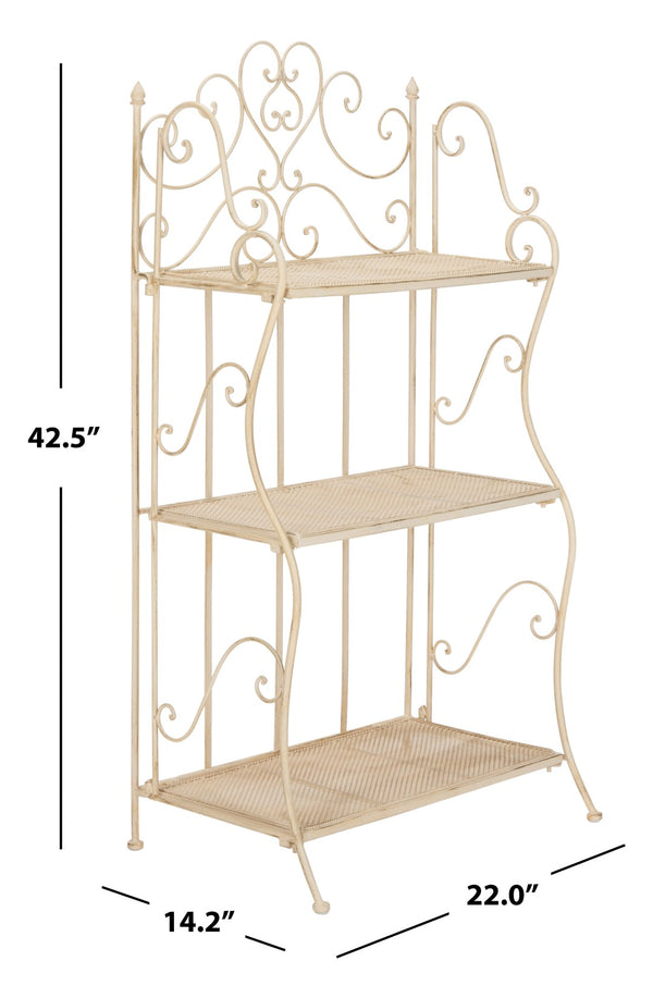 Safavieh TORUS 3-TIER SHELF - Elegant Iron Display Stand with Scrollwork for Plants and Outdoor Decor Storage Pearl White / - PAT5022A