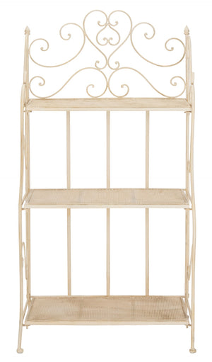 Safavieh TORUS 3-TIER SHELF - Elegant Iron Display Stand with Scrollwork for Plants and Outdoor Decor Storage Pearl White / - PAT5022A