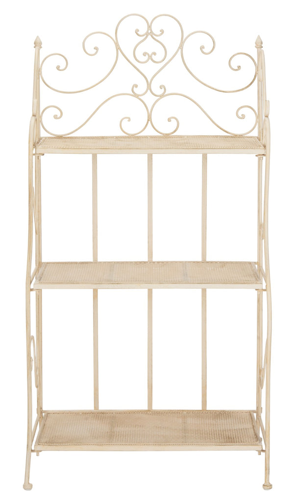 Safavieh TORUS 3-TIER SHELF - Elegant Iron Display Stand with Scrollwork for Plants and Outdoor Decor Storage Pearl White / - PAT5022A