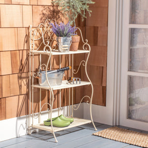 Safavieh TORUS 3-TIER SHELF - Elegant Iron Display Stand with Scrollwork for Plants and Outdoor Decor Storage Pearl White / - PAT5022A