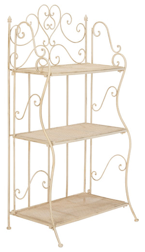 Safavieh TORUS 3-TIER SHELF - Elegant Iron Display Stand with Scrollwork for Plants and Outdoor Decor Storage Pearl White / - PAT5022A
