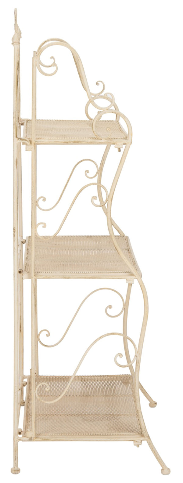 Safavieh TORUS 3-TIER SHELF - Elegant Iron Display Stand with Scrollwork for Plants and Outdoor Decor Storage Pearl White / - PAT5022A