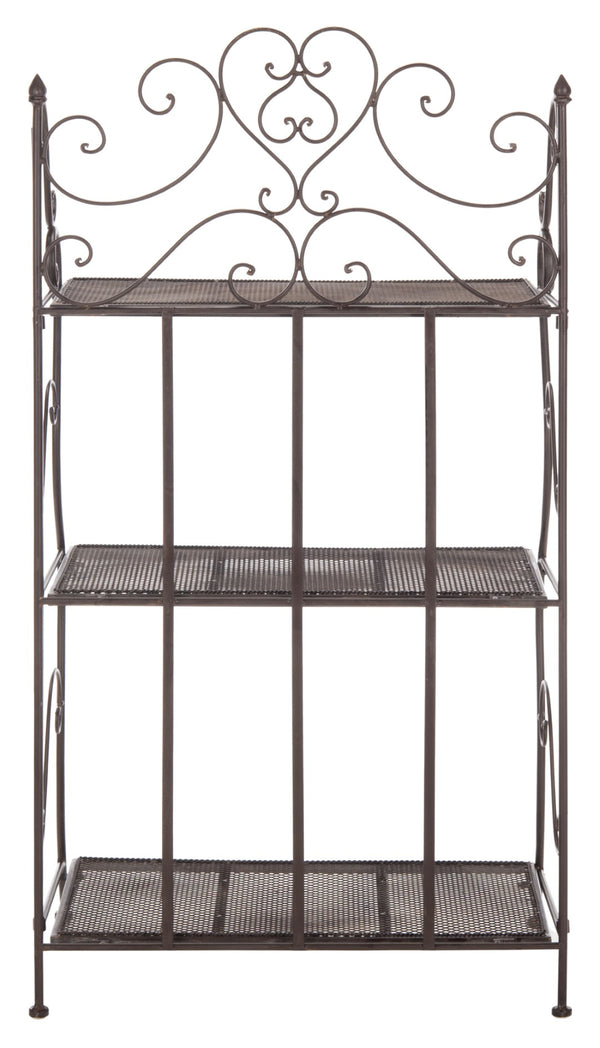 Safavieh TORUS 3-TIER SHELF - Elegant Iron Display Stand with Scrollwork for Plants and Outdoor Decor Storage Unearthed Rust / - PAT5022B