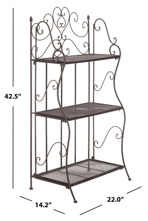 Safavieh TORUS 3-TIER SHELF - Elegant Iron Display Stand with Scrollwork for Plants and Outdoor Decor Storage Unearthed Rust / - PAT5022B