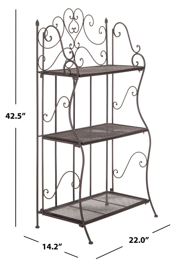 Safavieh TORUS 3-TIER SHELF - Elegant Iron Display Stand with Scrollwork for Plants and Outdoor Decor Storage Unearthed Rust / - PAT5022B