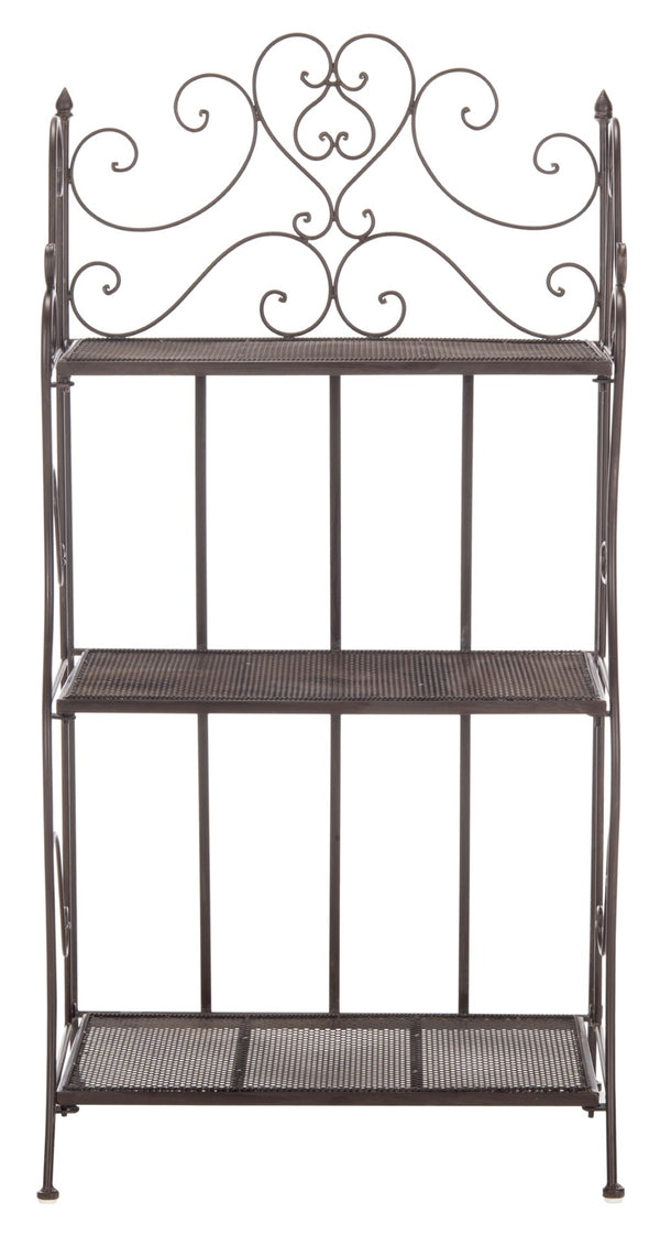 Safavieh TORUS 3-TIER SHELF - Elegant Iron Display Stand with Scrollwork for Plants and Outdoor Decor Storage Unearthed Rust / - PAT5022B