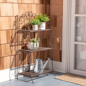 Safavieh TORUS 3-TIER SHELF - Elegant Iron Display Stand with Scrollwork for Plants and Outdoor Decor Storage Unearthed Rust / - PAT5022B