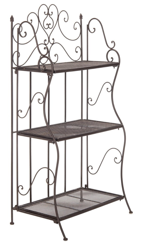 Safavieh TORUS 3-TIER SHELF - Elegant Iron Display Stand with Scrollwork for Plants and Outdoor Decor Storage Unearthed Rust / - PAT5022B