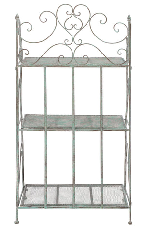 Safavieh Torus 3-tier Garden Shelf With Elegant Iron Scrollwork In Antique Dark Green - Stylish Storage Solution Antique Dark Green , 100% Iron Pat5022d