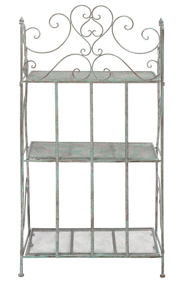 Safavieh Torus 3-tier Garden Shelf With Elegant Iron Scrollwork In Antique Dark Green - Stylish Storage Solution Antique Dark Green , 100% Iron Pat5022d