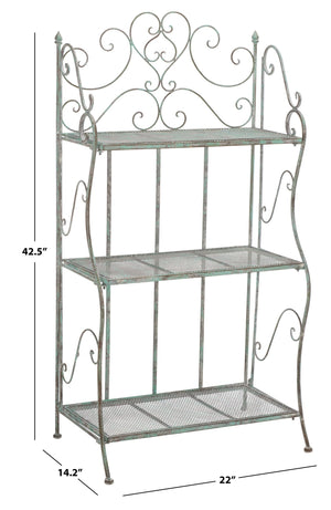 Safavieh Torus 3-tier Garden Shelf With Elegant Iron Scrollwork In Antique Dark Green - Stylish Storage Solution Antique Dark Green , 100% Iron Pat5022d