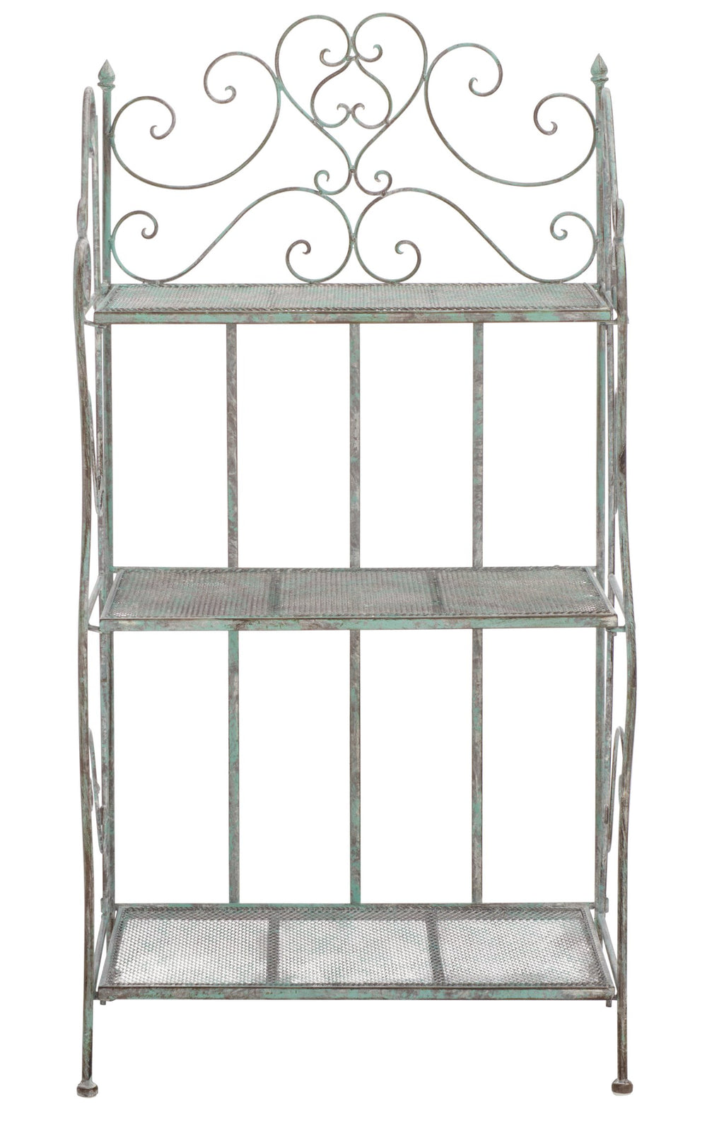Safavieh Torus 3-tier Garden Shelf With Elegant Iron Scrollwork In Antique Dark Green - Stylish Storage Solution Antique Dark Green , 100% Iron Pat5022d