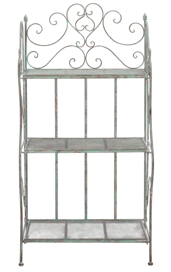 Safavieh Torus 3-tier Garden Shelf With Elegant Iron Scrollwork In Antique Dark Green - Stylish Storage Solution Antique Dark Green , 100% Iron Pat5022d