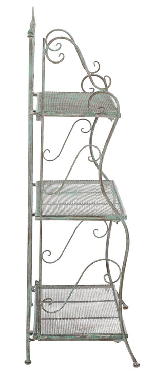 Safavieh Torus 3-tier Garden Shelf With Elegant Iron Scrollwork In Antique Dark Green - Stylish Storage Solution Antique Dark Green , 100% Iron Pat5022d